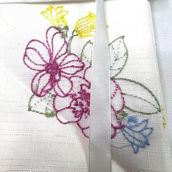 Beauchamp Floral Cutwork Napkins Set of 4 White Pink Blue Tablescape - Picture 3 of 10